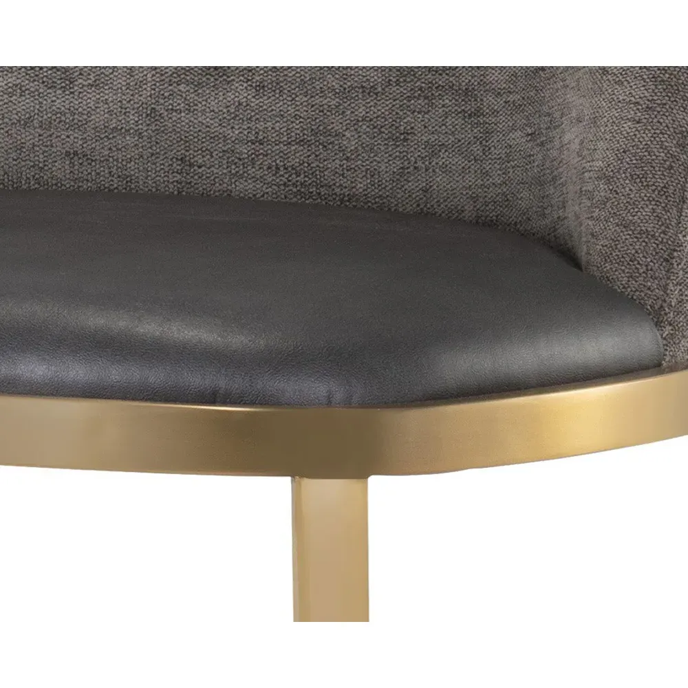 Divi Regency Bar Stool - Sparrow Grey, Gold Steel