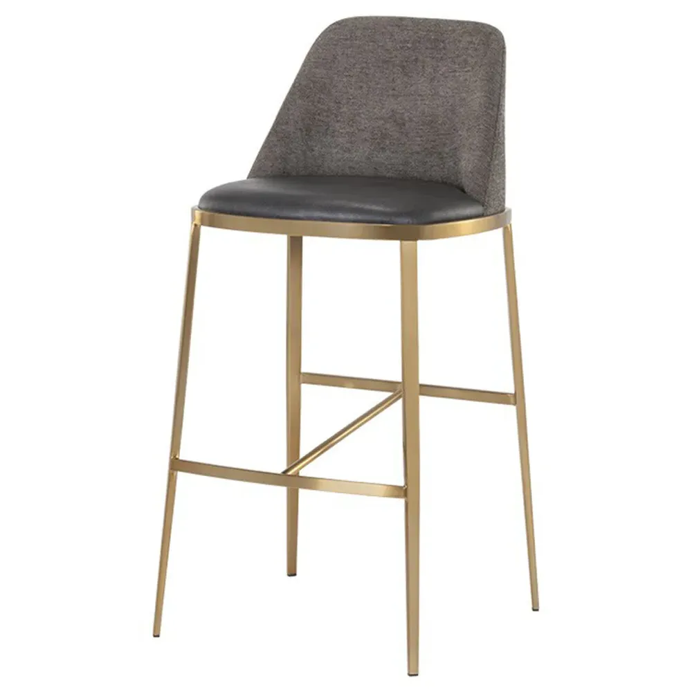 Divi Regency Bar Stool - Sparrow Grey, Gold Steel image