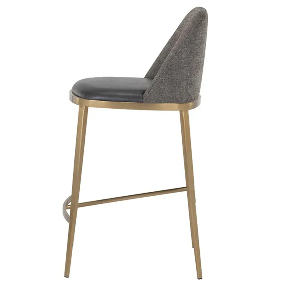 Divi Regency Counter Stool - Sparrow Grey, Gold Steel