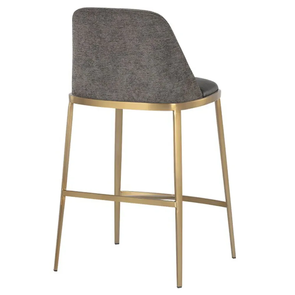 Divi Regency Counter Stool - Sparrow Grey, Gold Steel
