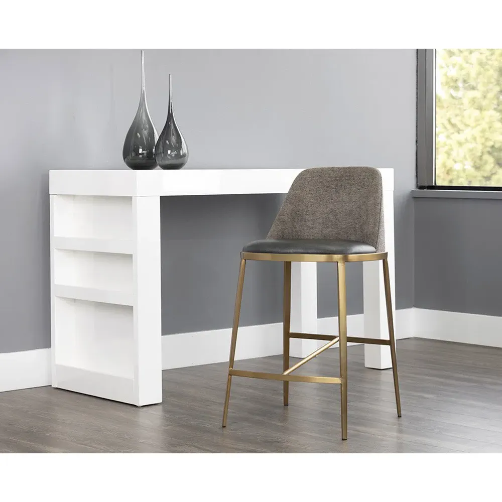 Divi Regency Counter Stool - Sparrow Grey, Gold Steel