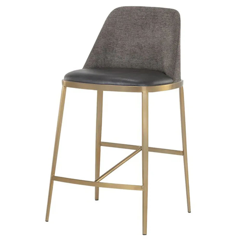 Divi Regency Counter Stool - Sparrow Grey, Gold Steel