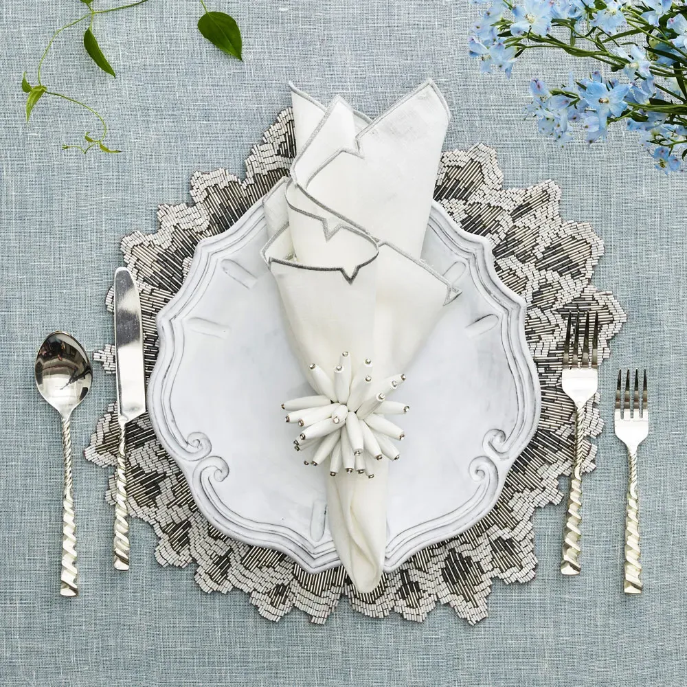 Divot Linen Napkin Set of 4 - White