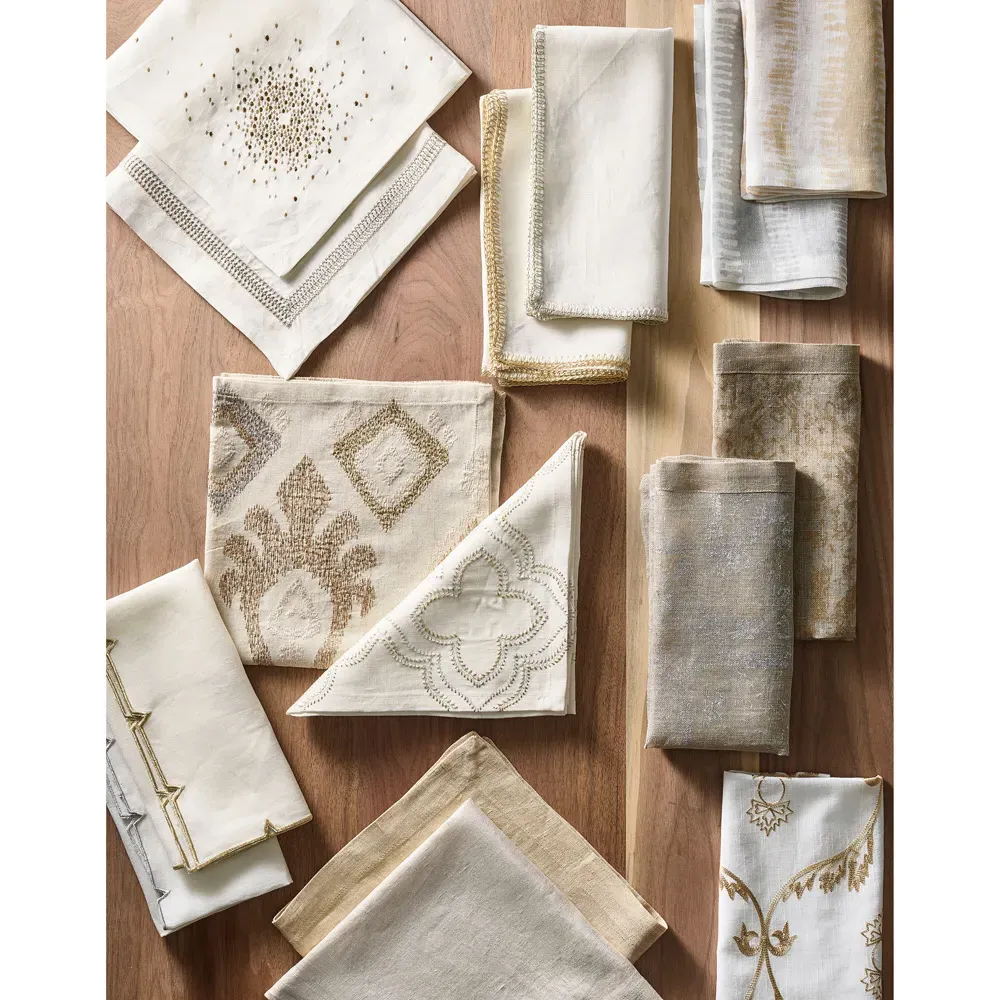 Divot Linen Napkin Set of 4 - White