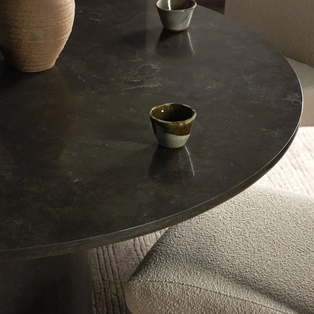Diya Round Pedestal Dining Table - Brown, Bluestone