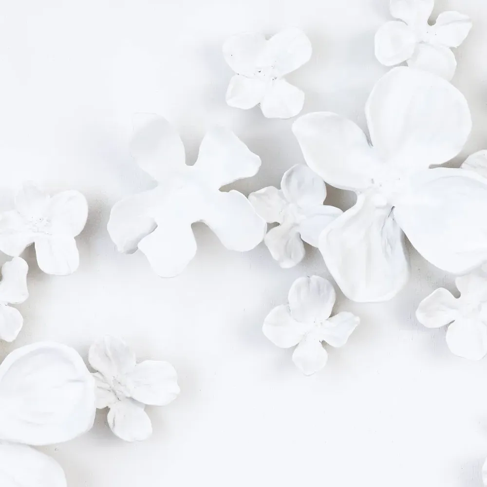 Dogwood Bouquet I Wall Sculpture - White, Resin