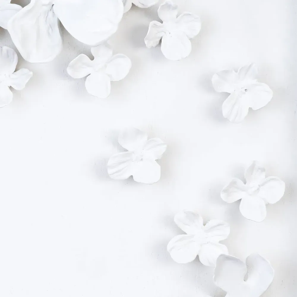 Dogwood Bouquet I Wall Sculpture - White, Resin