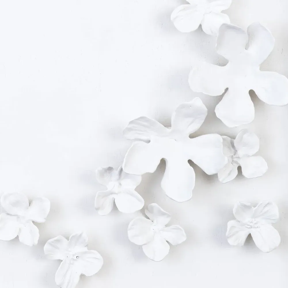 Dogwood Bouquet I Wall Sculpture - White, Resin