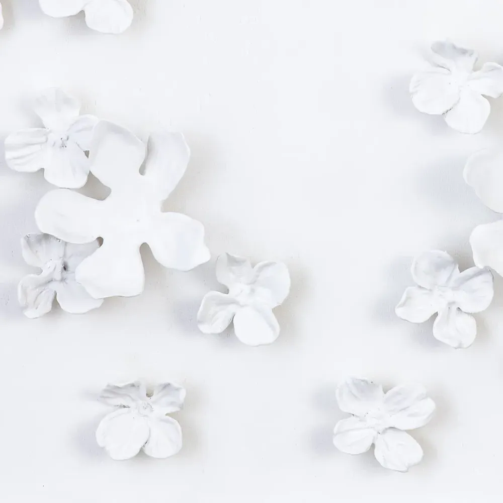 Dogwood Bouquet II Wall Sculpture - White, Resin