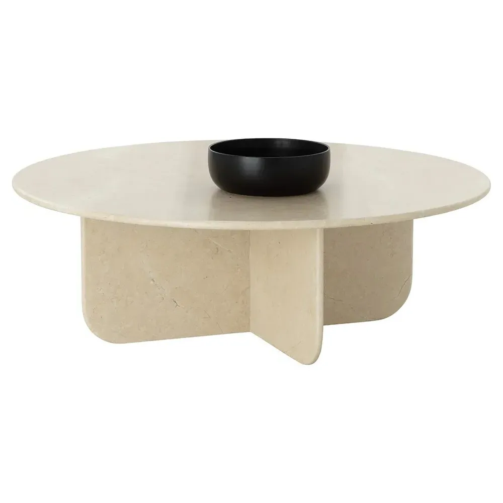 Dolores Round Coffee Table - Cream, Marble