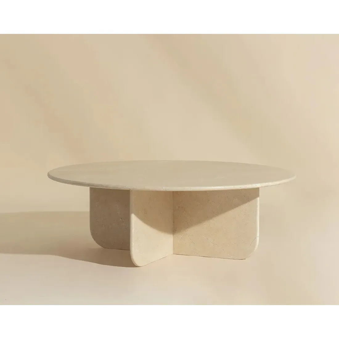 Dolores Round Coffee Table - Cream, Marble