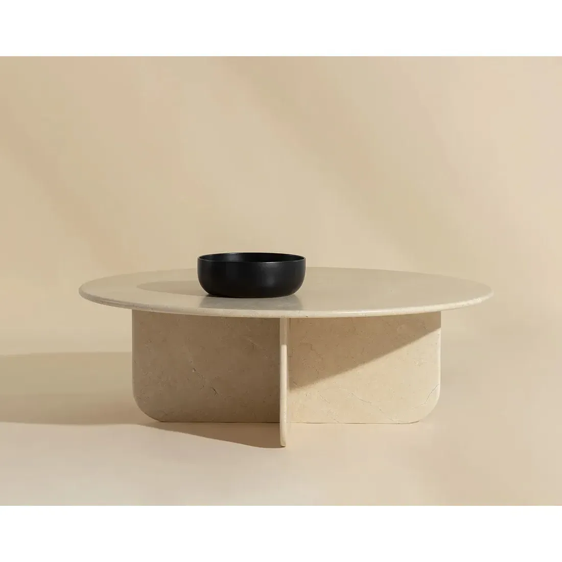 Dolores Round Coffee Table - Cream, Marble