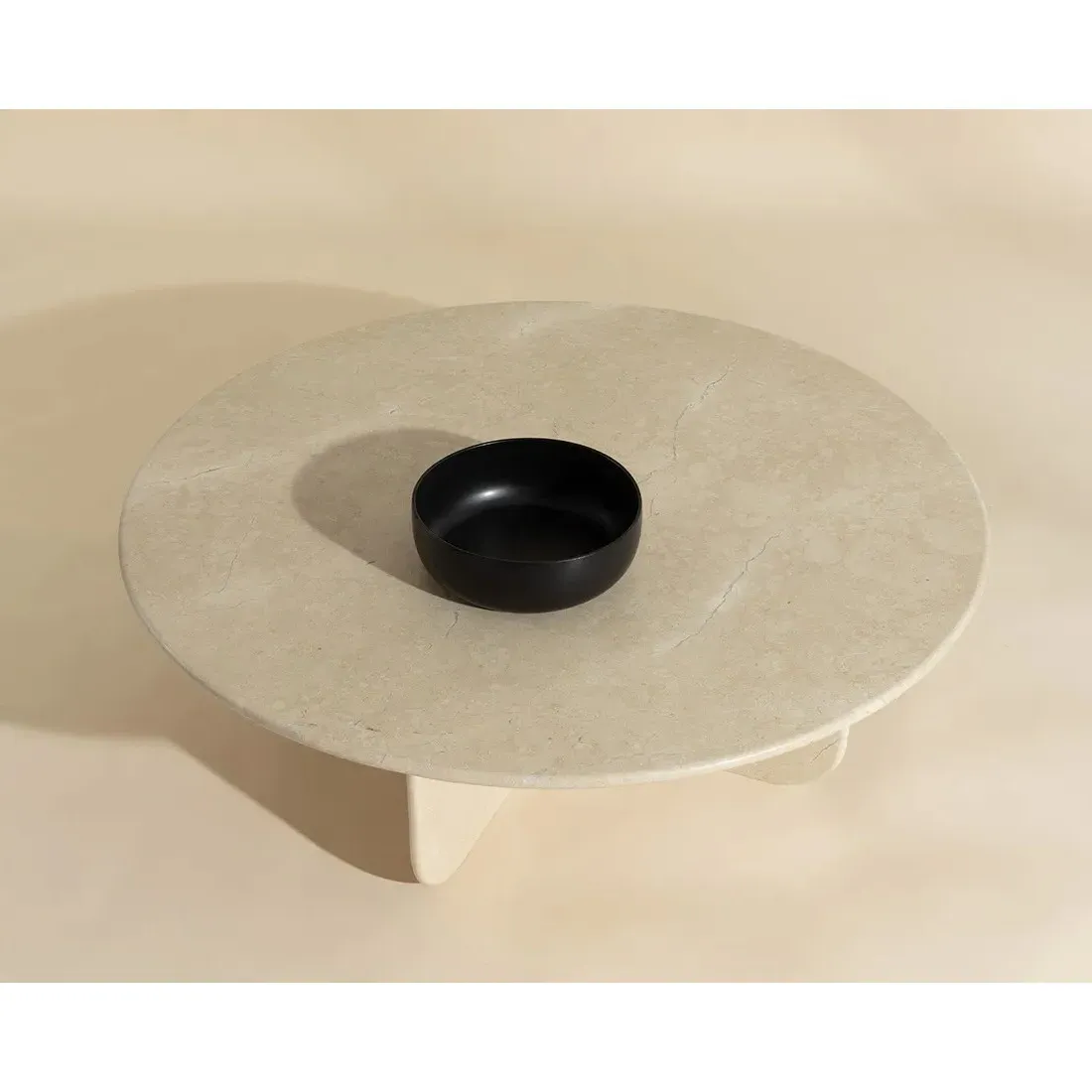 Dolores Round Coffee Table - Cream, Marble