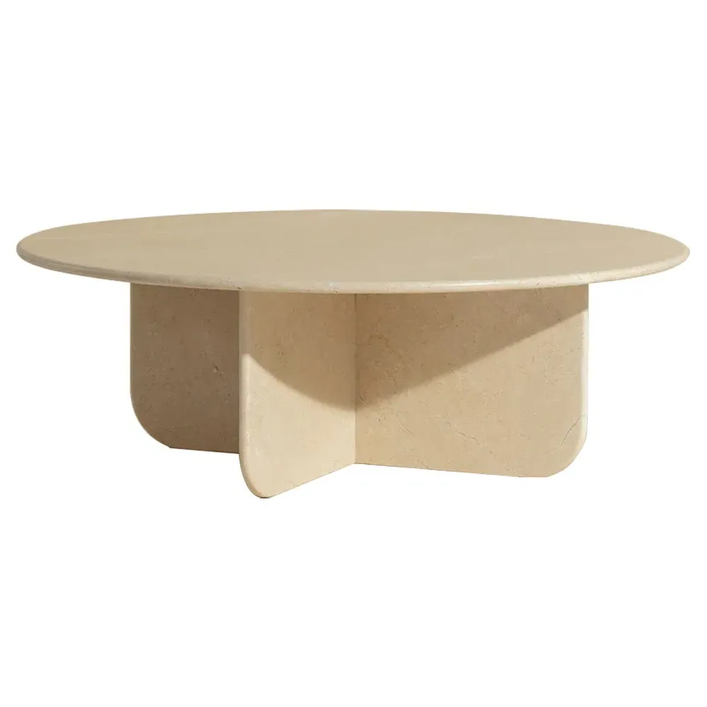 Dolores Round Coffee Table - Cream, Marble image