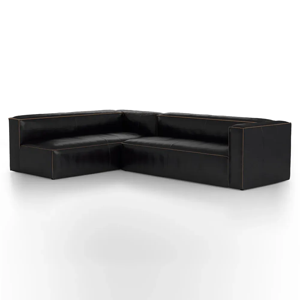 Domatillo 2-Piece Sectional LAF - Black, Leather