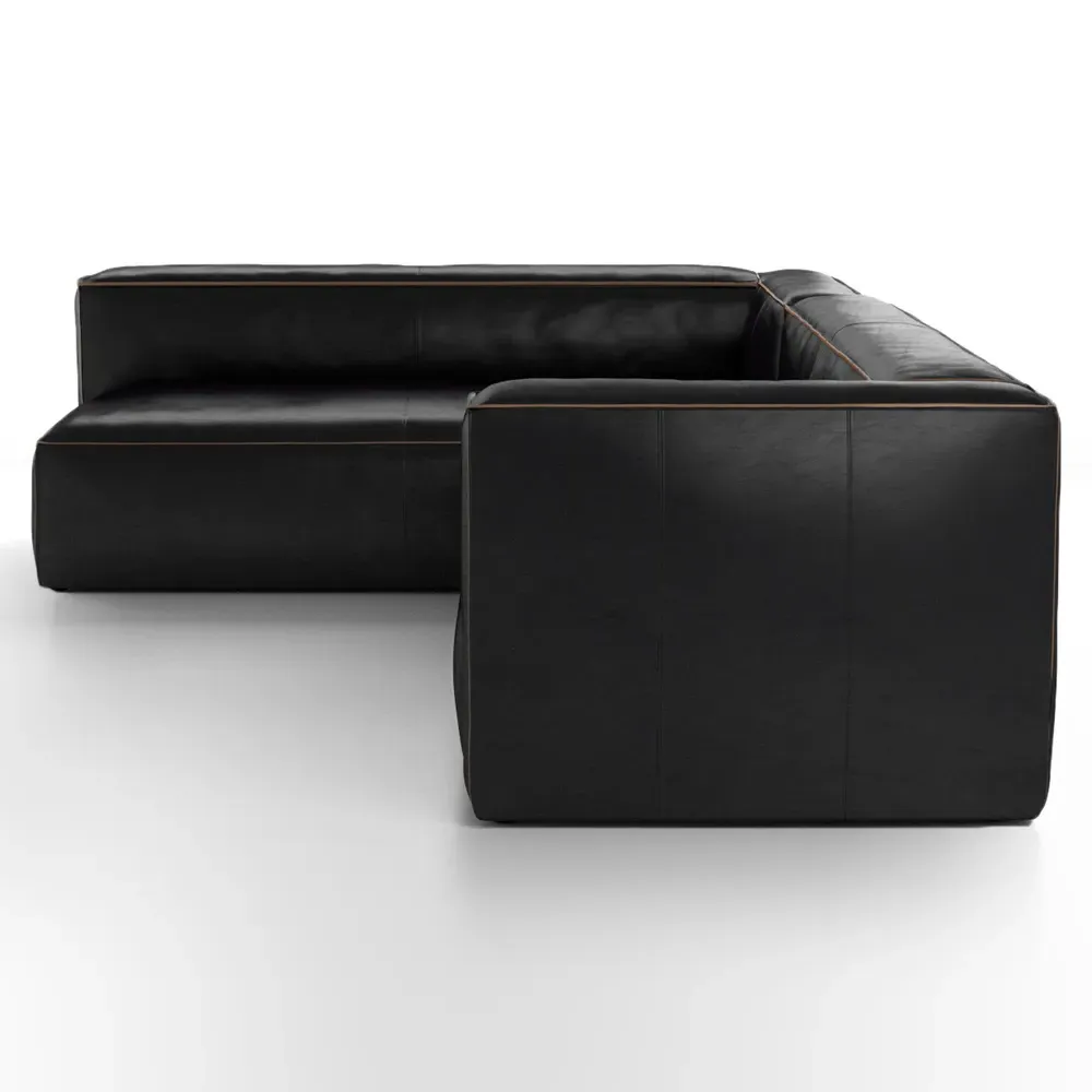 Domatillo 2-Piece Sectional LAF - Black, Leather