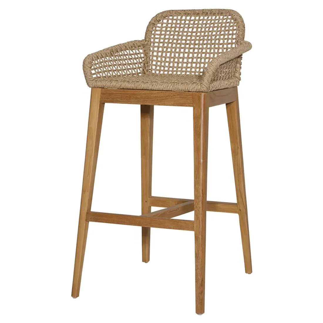 Dominic Outdoor Bar Stool - Brown, Teak Wood