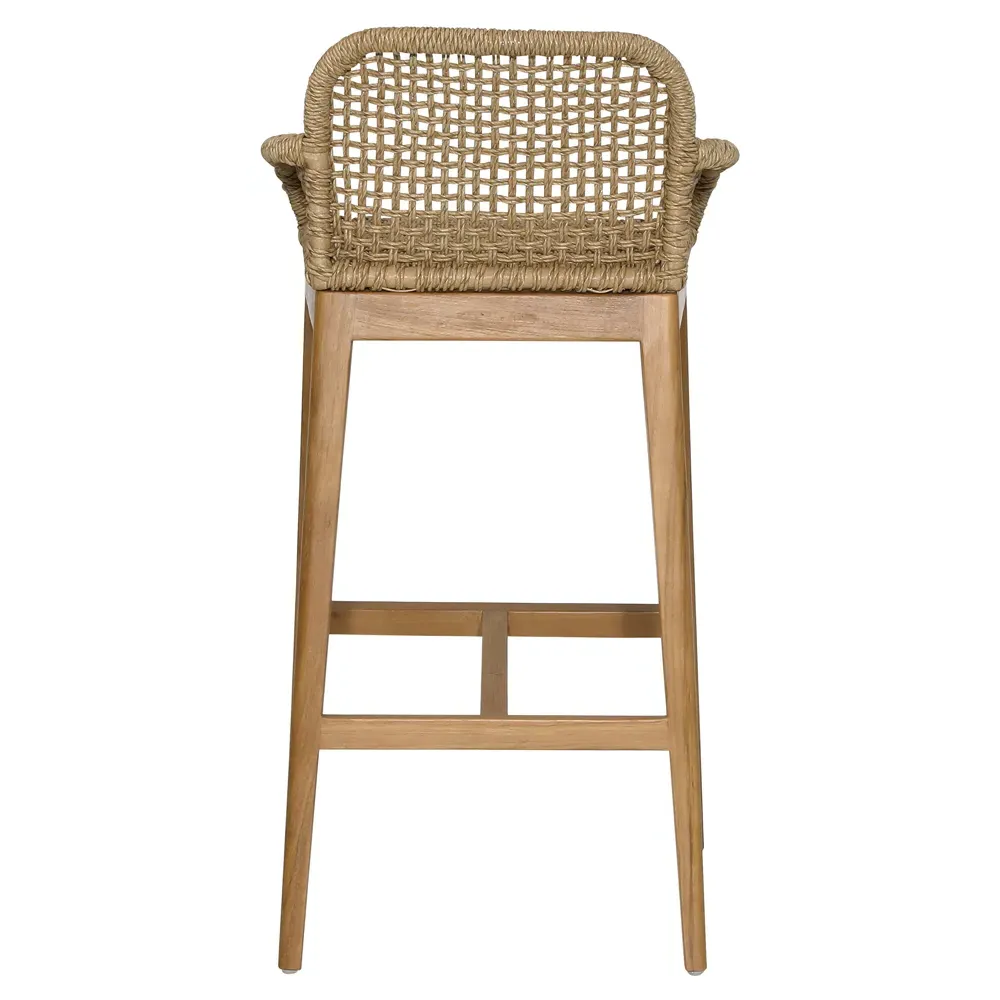 Dominic Outdoor Bar Stool - Brown, Teak Wood