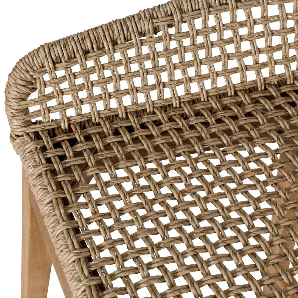 Dominic Outdoor Bar Stool - Brown, Teak Wood