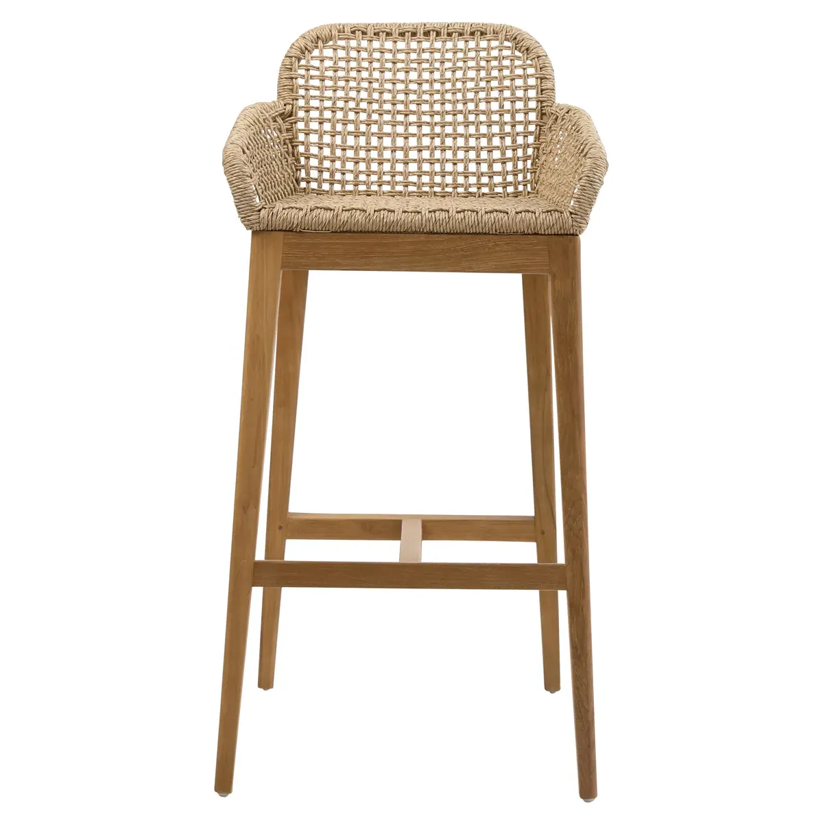 Dominic Outdoor Bar Stool - Brown, Teak Wood image