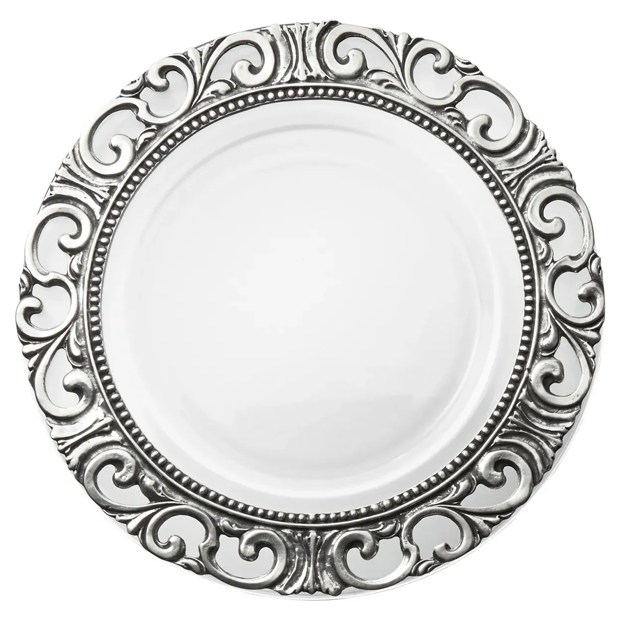 Donatello Charger Plate with Lace Design - Pewter, Glass image