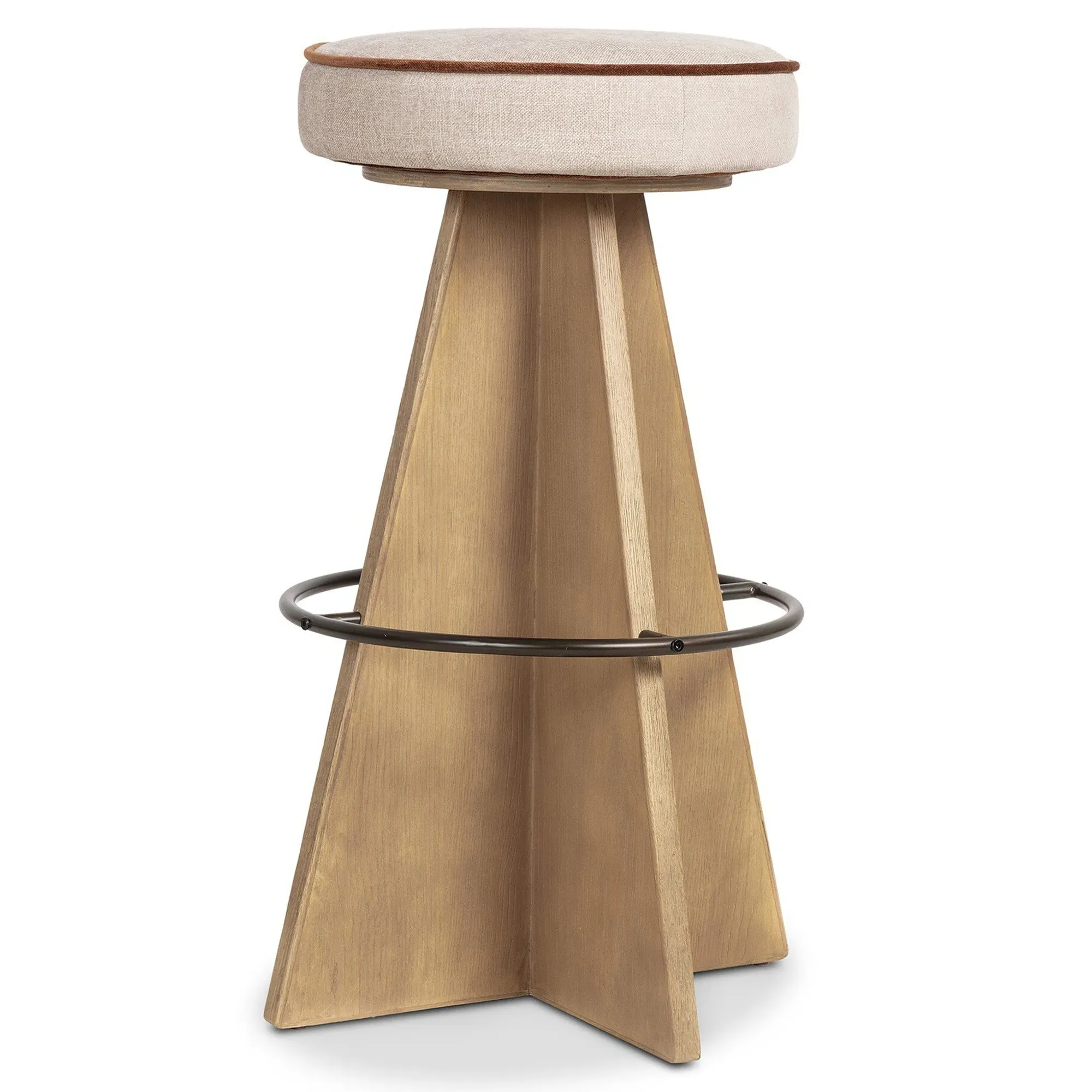 Donovan Swivel Bar Stool - Beige, Oak