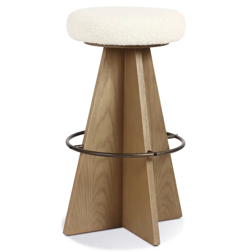 Donovan Swivel Bar Stool - Cream, Oak