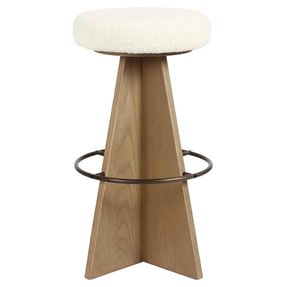 Donovan Swivel Bar Stool - Cream, Oak