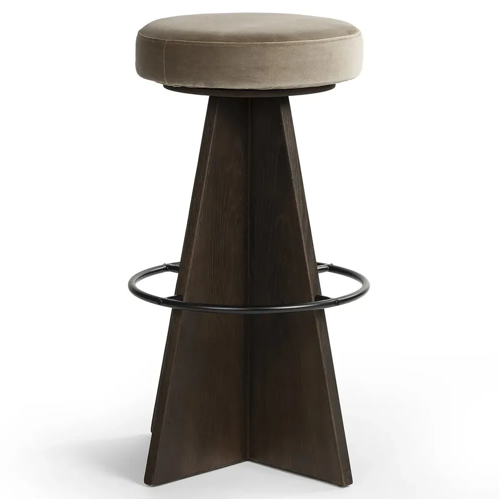 Donovan Swivel Bar Stool - Taupe, Oak Wood
