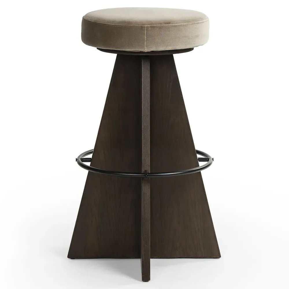 Donovan Swivel Bar Stool - Taupe, Oak Wood