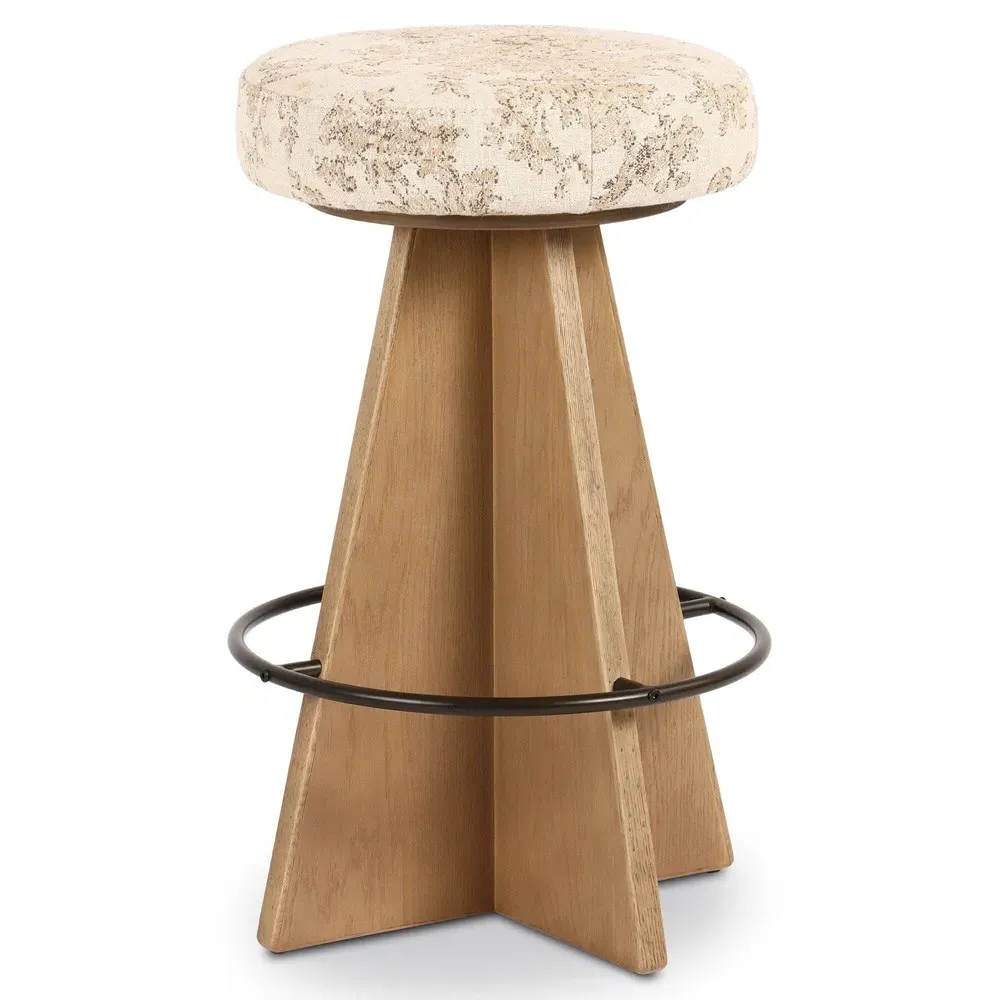 Donovan Swivel Counter Stool - Beige, Oak