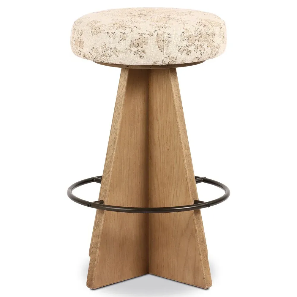 Donovan Swivel Counter Stool - Beige, Oak