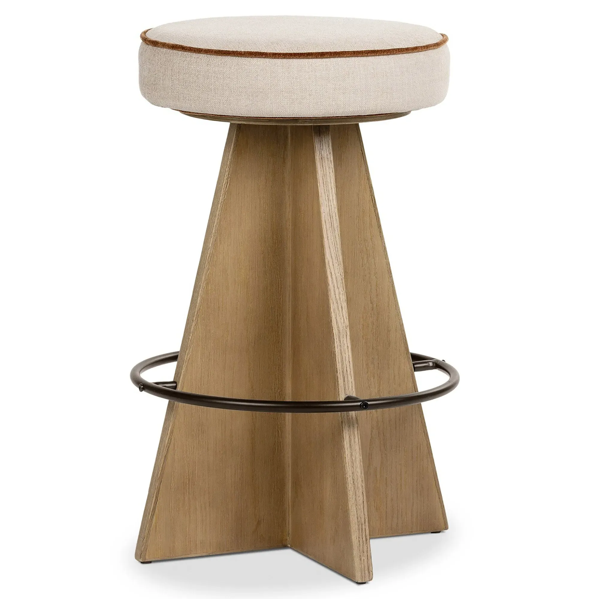 Donovan Swivel Counter Stool - Beige, Oak