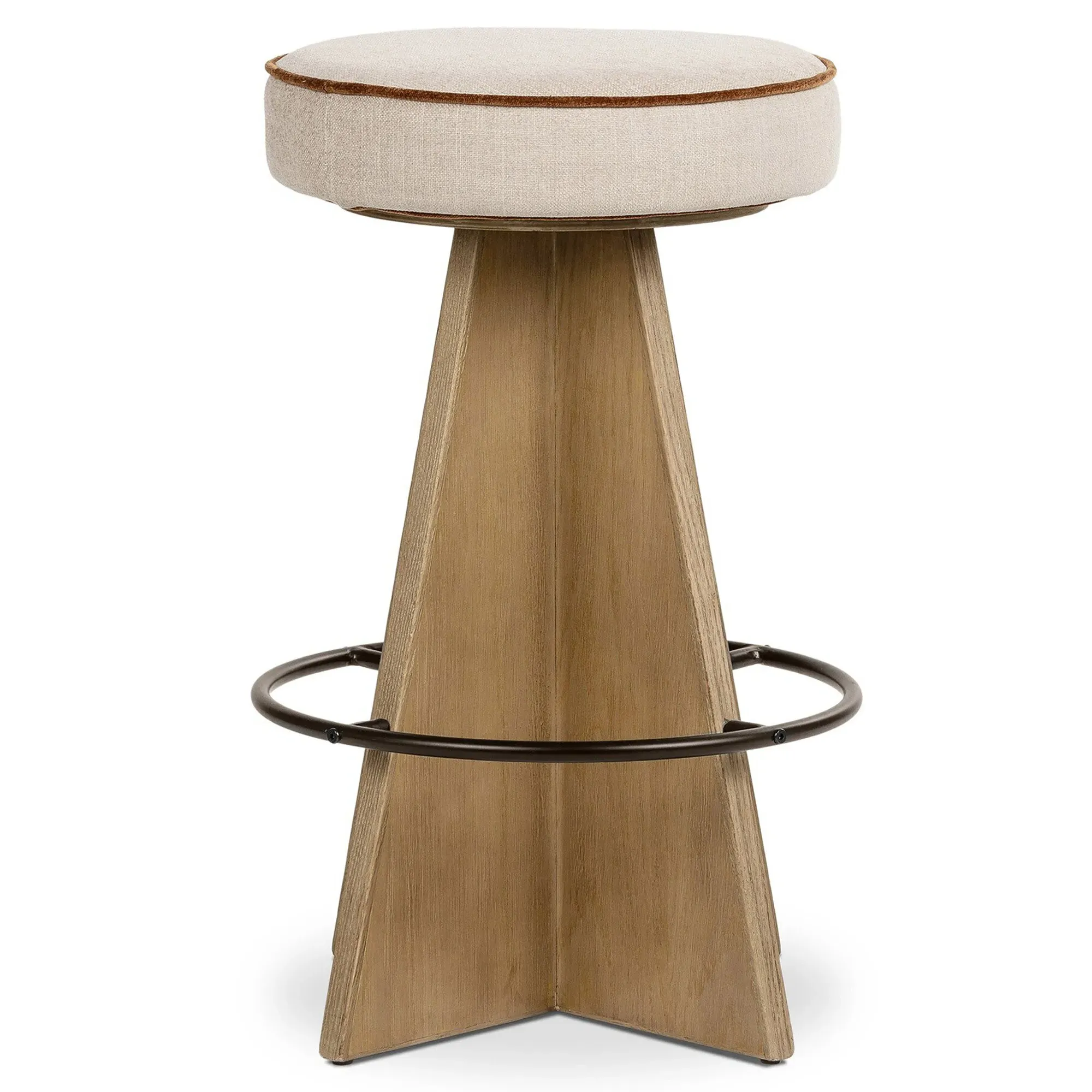 Donovan Swivel Counter Stool - Beige, Oak