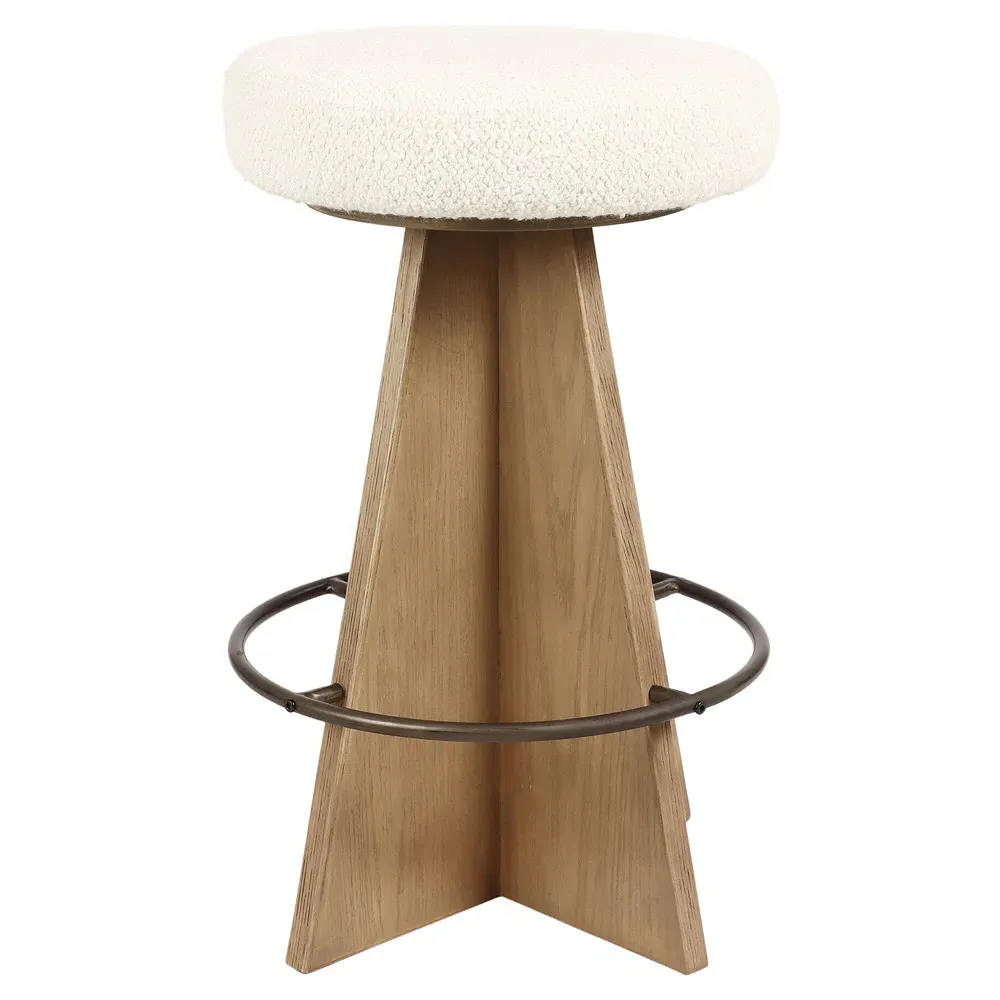 Donovan Swivel Counter Stool - Cream, Oak image