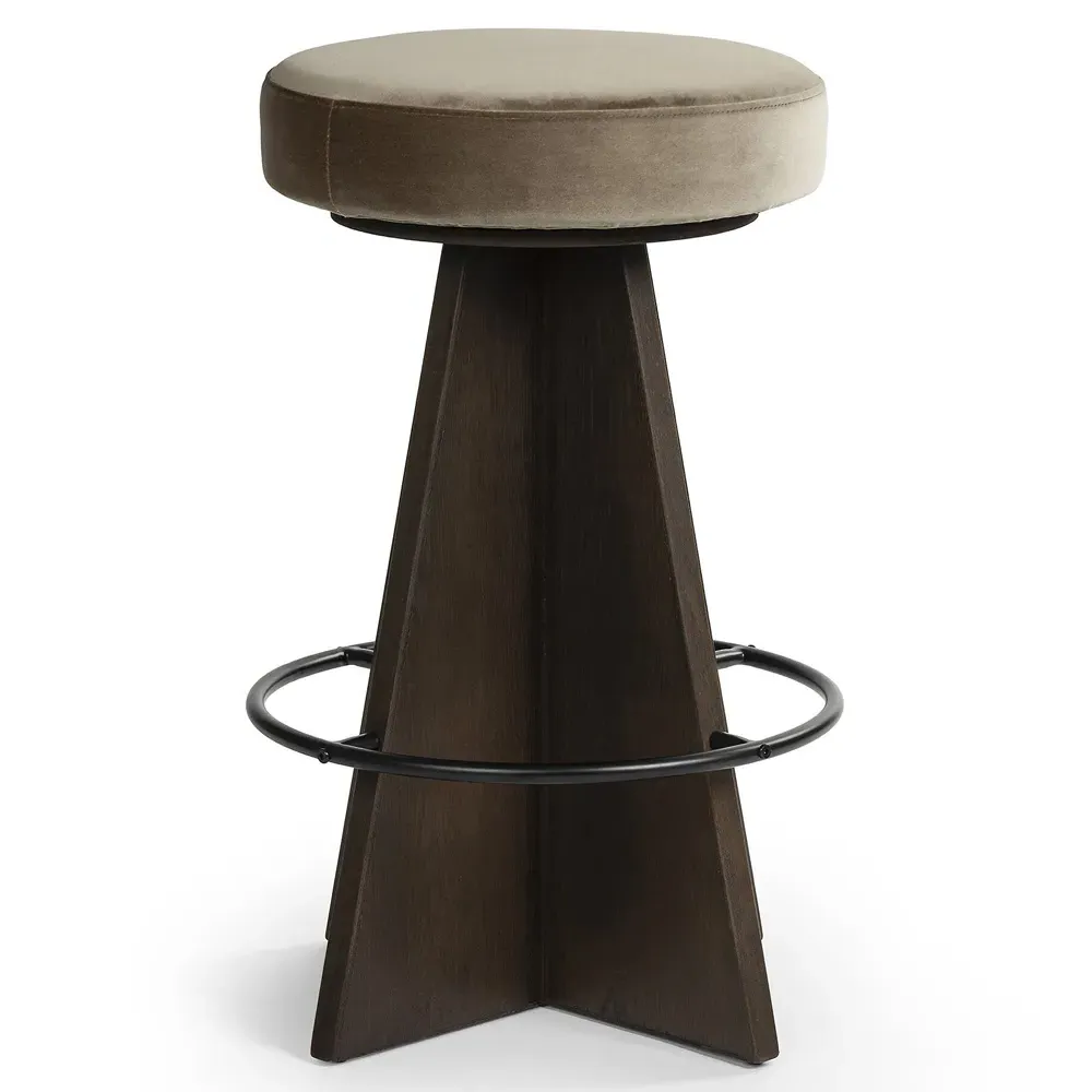 Donovan Swivel Counter Stool - Taupe, Oak Wood