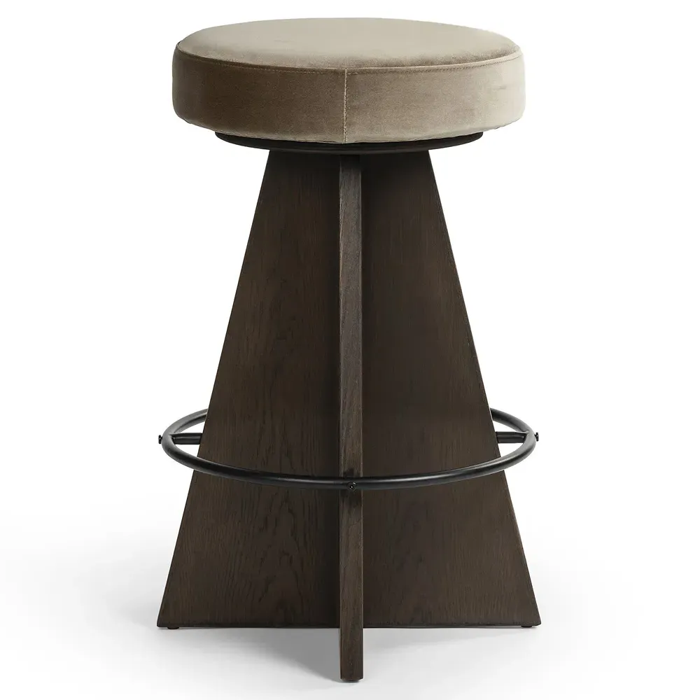 Donovan Swivel Counter Stool - Taupe, Oak Wood