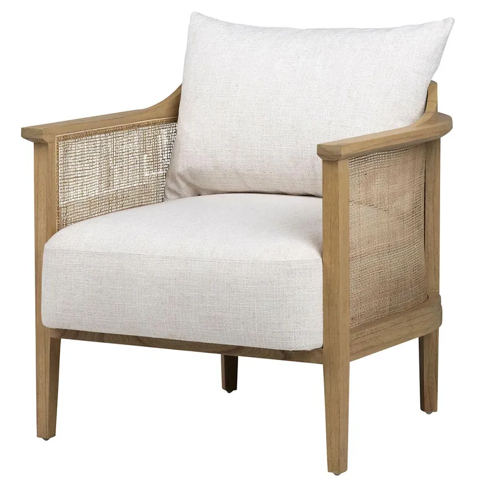 Dorey Woven Rattan Occasional Chair - Brown, Mindi Wood