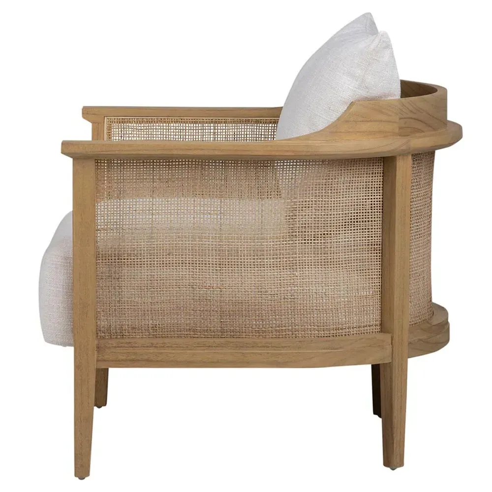 Dorey Woven Rattan Occasional Chair - Brown, Mindi Wood