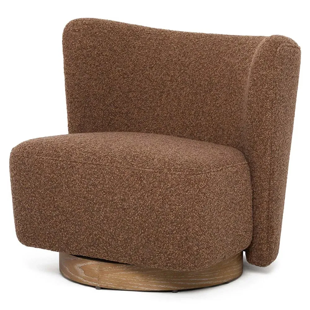 Dorian Swivel Lounge Chair - Brown, Ash Wood