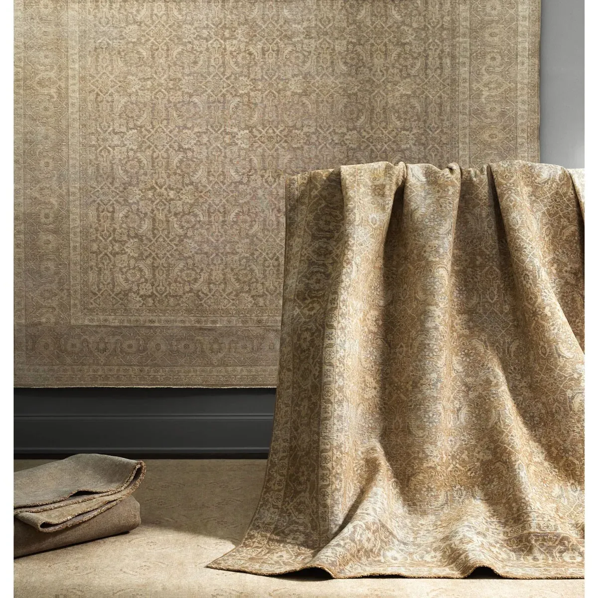 Dorothea Patterned Hand Knotted Rug - Beige, Wool