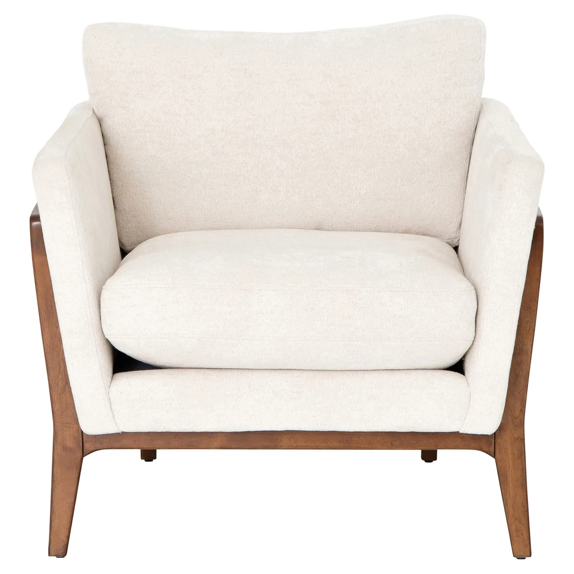 Dorothy Upholstered Arm Chair - Cream, Birch Wood