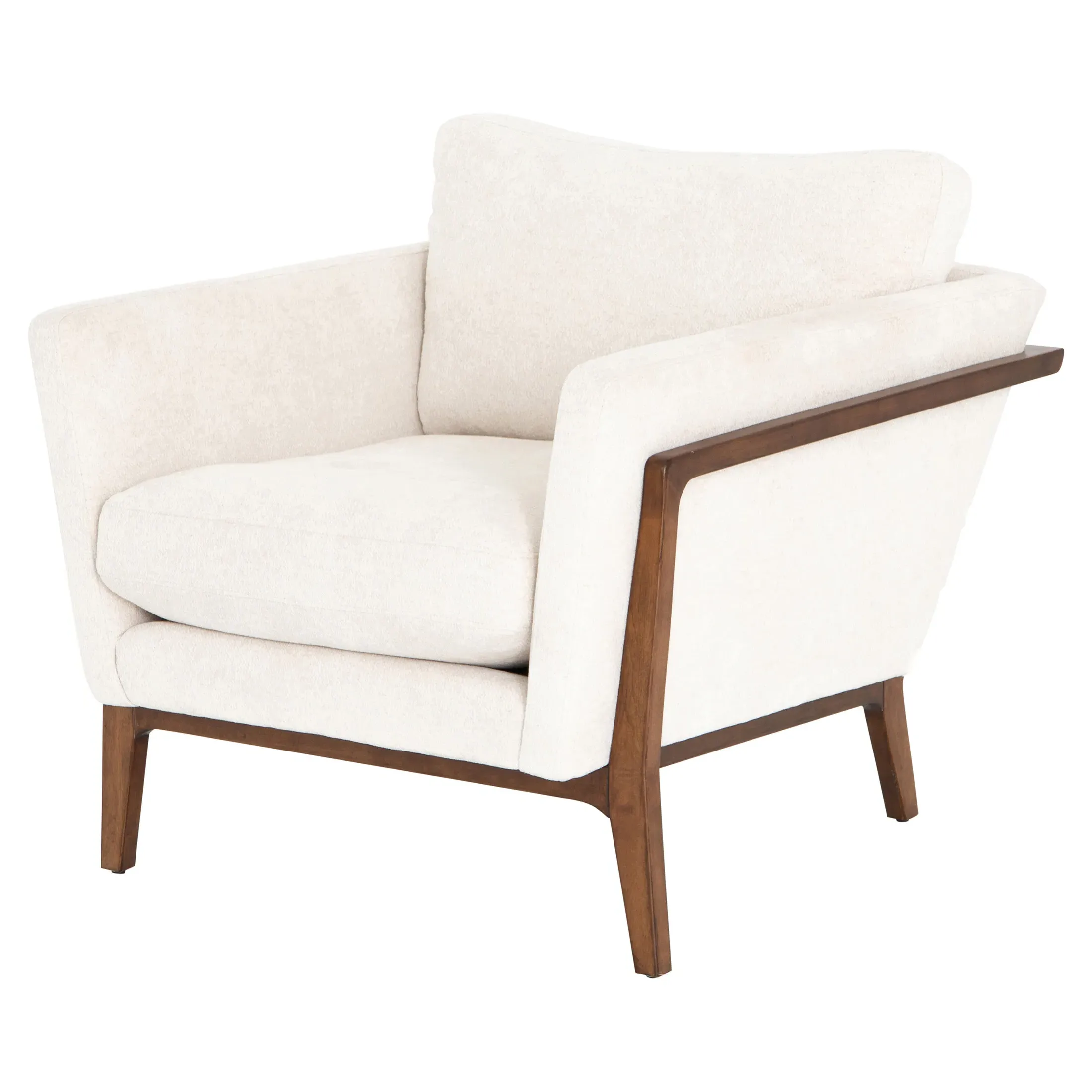 Dorothy Upholstered Arm Chair - Cream, Birch Wood