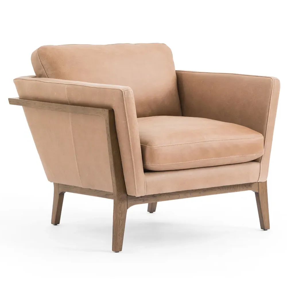 Dorothy Upholstered Wood Frame Occasional Arm Chair - Brown