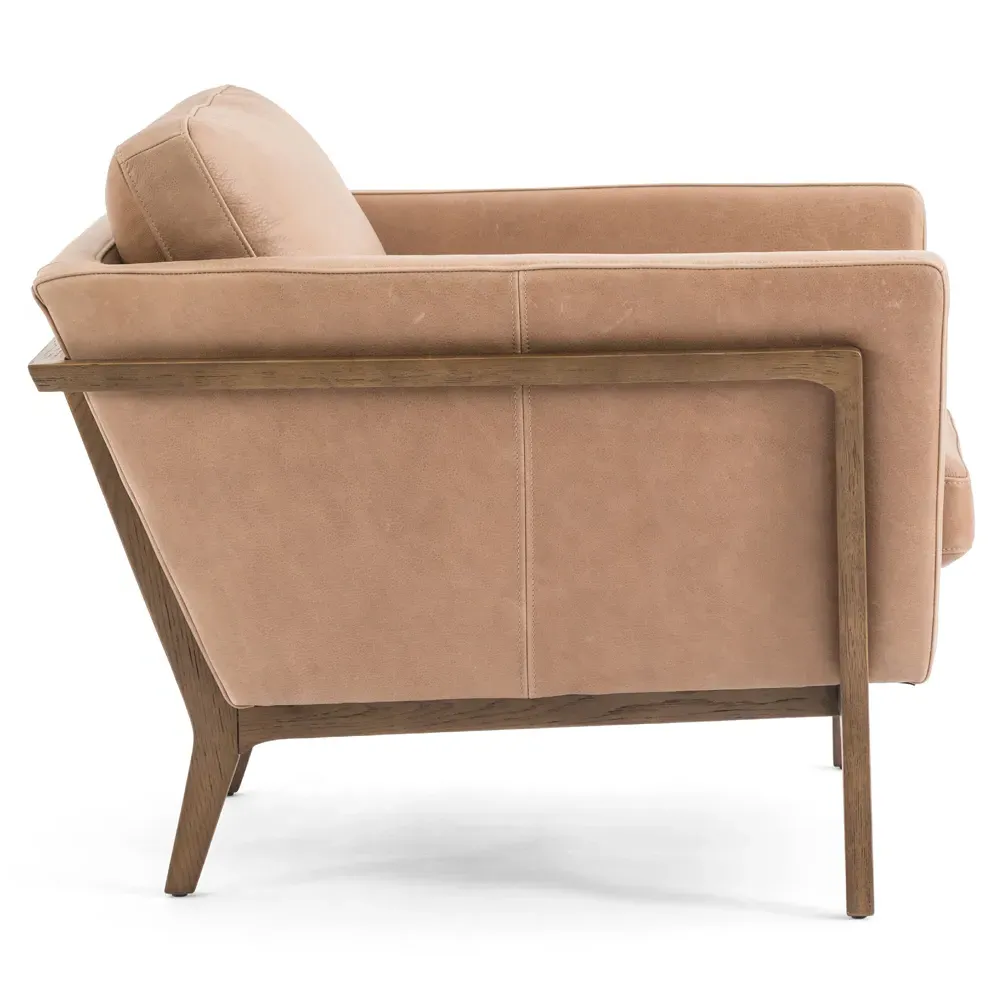 Dorothy Upholstered Wood Frame Occasional Arm Chair - Brown