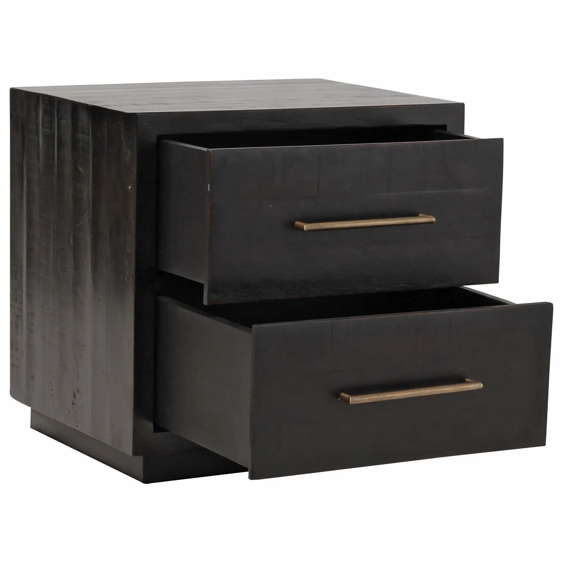 Dorwin 2 Drawer Nightstand - Black, Acacia Wood