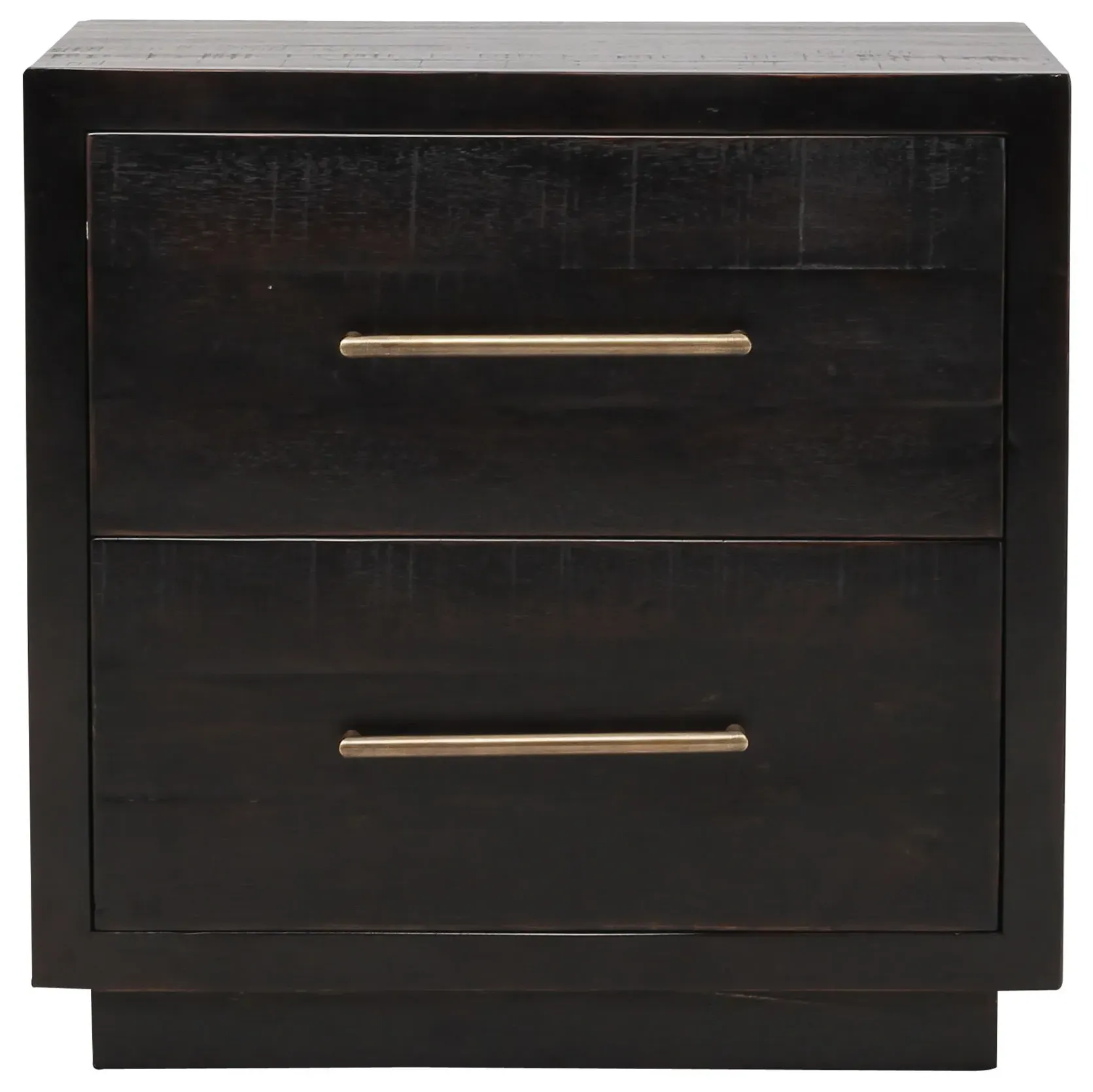 Dorwin 2 Drawer Nightstand - Black, Acacia Wood