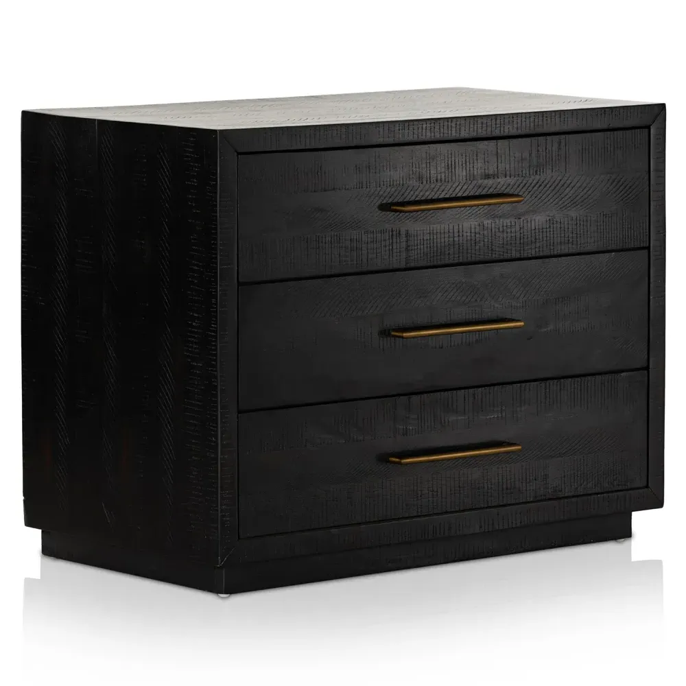 Dorwin 3 Drawer Nightstand - Black, Wood