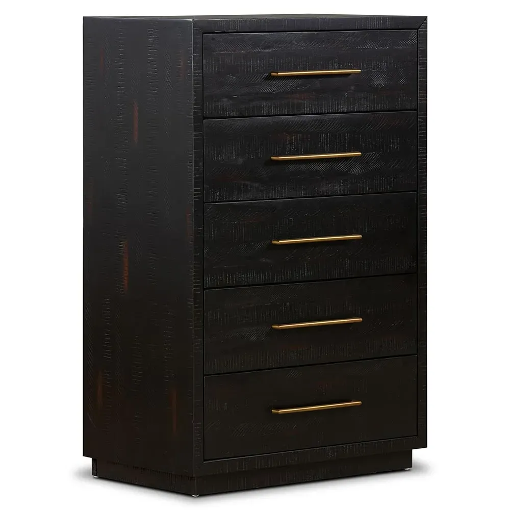Dorwin 5 Drawer Dresser - Brown, Acacia Wood