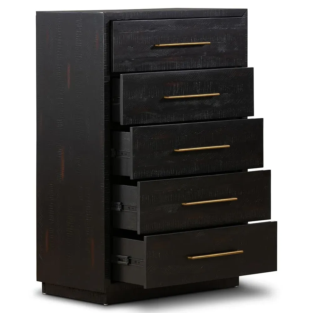 Dorwin 5 Drawer Dresser - Brown, Acacia Wood